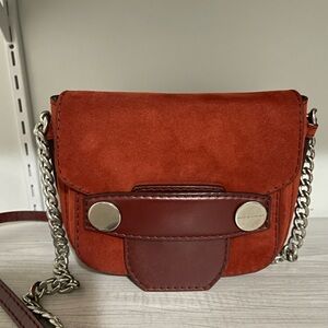 Stella McCartney Rust Suede Crossbody with Silver Chain